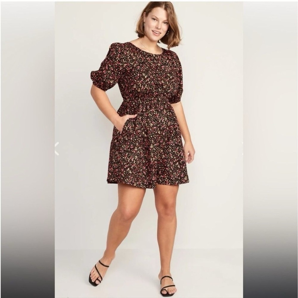 Old Navy Black Floral Mini Dress